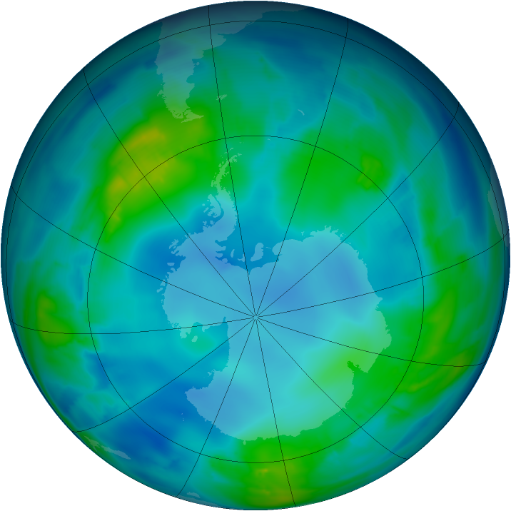 Antarctic ozone map for 11 May 2013